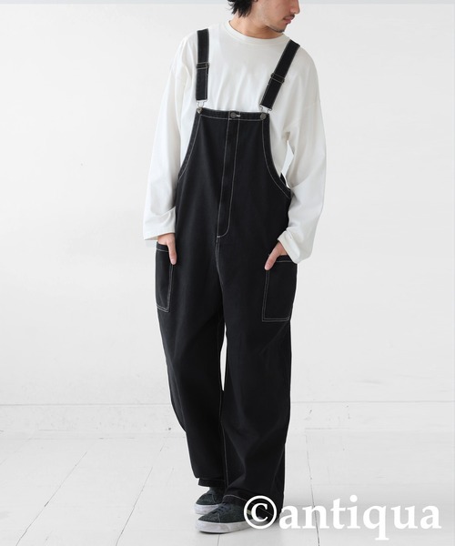 【kazu1128】アンティカ　ワイドデニムサロペット デニムサロペット サロペット レディース デニム 送料無料・再