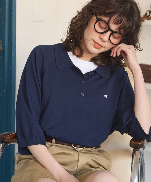 【人気Lサイズ】カサブランカ☆ワンポイント刺繍ロゴ入り総柄半袖ニットポロシャツ LYLE&SCOTT ポロシャツ Lyle ＆ Scott/ライル＆スコット ワン