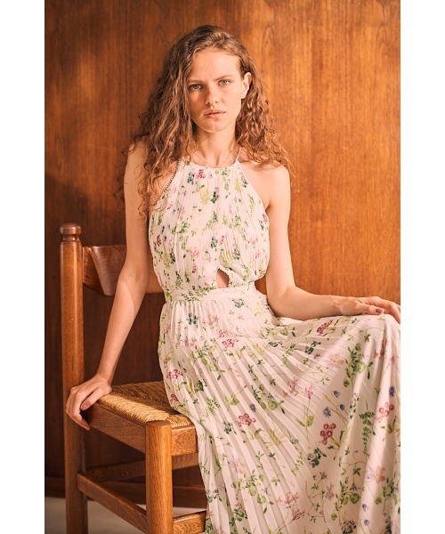 ワンピース Estella.k Jenna Pleated Long Dress Jenna Pleated Long Dress -WHT.flower- – Estella.K