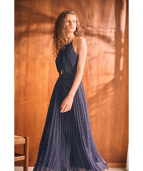 KAREN MILLEN ロングドレス ホルターネック ワンピース プリーツ KAREN MILLEN ドレス ロングワンピース 花柄 ホルターネック