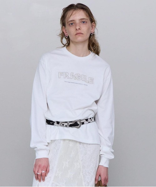 tシャツ FRAGILE Embroidery Long Sleeve T-shirt/FRAGILEエンブロイダリーロンTEE「MAISON SPE