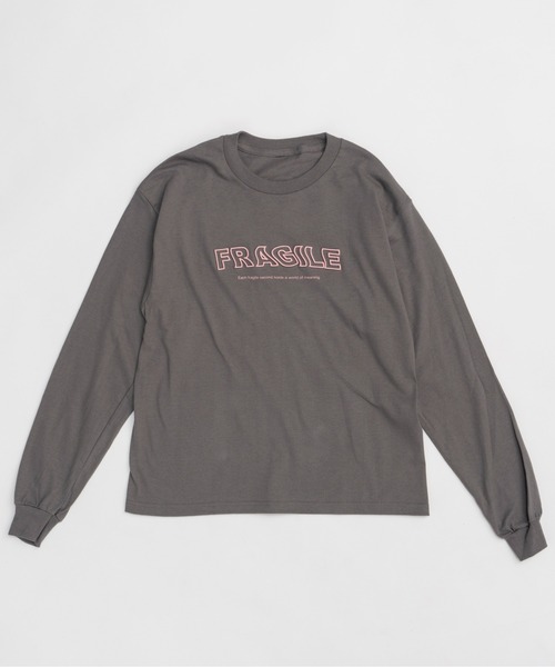 tシャツ FRAGILE Embroidery Long Sleeve T-shirt/FRAGILEエンブロイダリーロンTEE「MAISON SPE MAISON SPECIAL tシャツ FRAGILE Embroidery Long Sleeve T