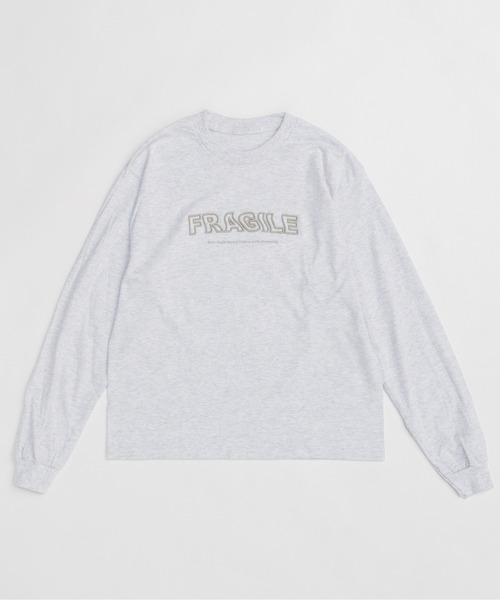 tシャツ FRAGILE Embroidery Long Sleeve T-shirt/FRAGILEエンブロイダリーロンTEE「MAISON SPE MAISON SPECIAL tシャツ FRAGILE Embroidery Long Sleeve T