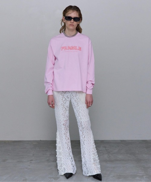 tシャツ FRAGILE Embroidery Long Sleeve T-shirt/FRAGILEエンブロイダリーロンTEE「MAISON SPE MAISON SPECIAL tシャツ FRAGILE Embroidery Long Sleeve T