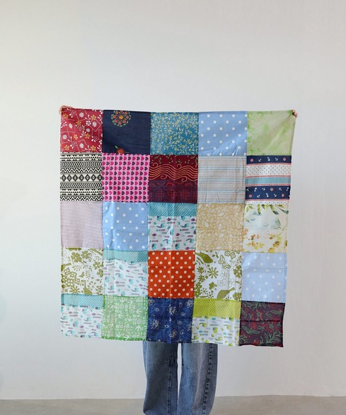 ブランケット パッチワーク ハンドメイド マルチカバー 100cm