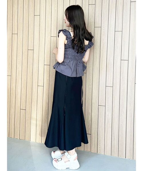 ブラウス シャツ 前後2WAYシャーリングフリルバックシャンブラウス レディース MERCURYDUO ブラウス シャツ 前後2WAYシャーリングフリルバック