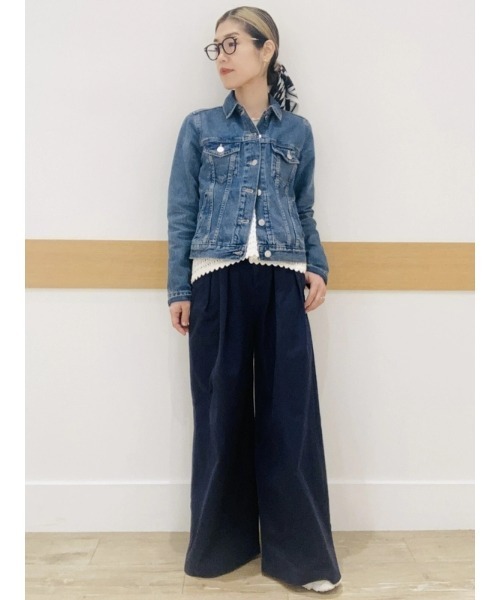 GAP パンツ ハイライズ ツイル プリーツ ワイド カーキパンツ