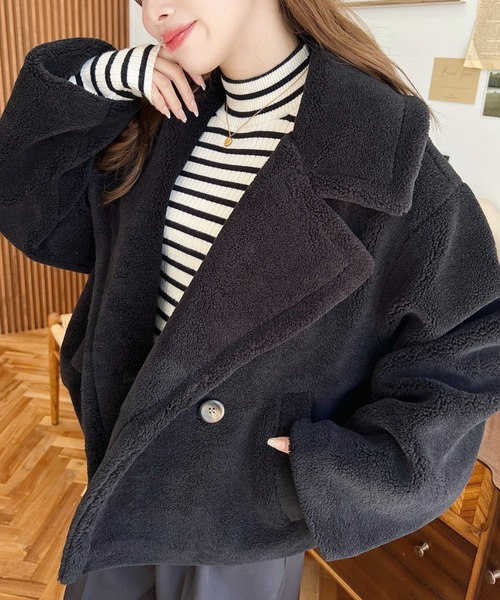 moment+ ピーコート M モカ レディース : ZOZOTOWN Yahoo!店 - 通販