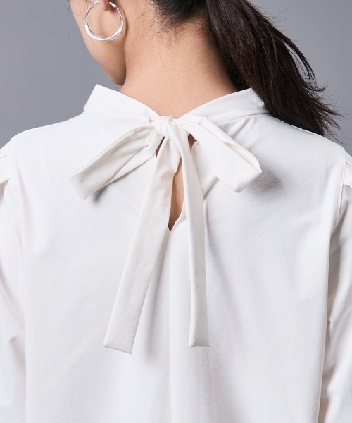tシャツ バックリボンプチハイネックプルオーバー「大きいサイズ有」シックスタイルゴルフ レディース CHIC STYLE tシャツ バックリボンプチハイネックプルオーバー