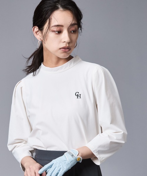 tシャツ バックリボンプチハイネックプルオーバー「大きいサイズ有」シックスタイルゴルフ レディース CHIC STYLE tシャツ バックリボンプチハイネックプルオーバー
