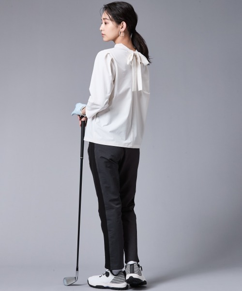 tシャツ バックリボンプチハイネックプルオーバー「大きいサイズ有」シックスタイルゴルフ レディース CHIC STYLE tシャツ バックリボンプチハイネックプルオーバー