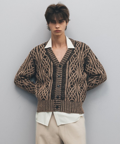 Juha（ユハ） カーディガン DUAL-TONE CABLE CARDIGAN メンズ