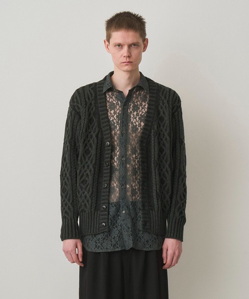 Juha（ユハ） カーディガン DUAL-TONE CABLE CARDIGAN メンズ
