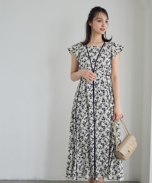12Twelve Agenda ワンピース モノトーン小花柄ロングワンピース
