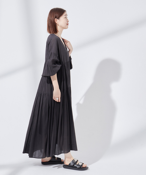 journal standard L'essage ワンピース オーガンジー Vネック