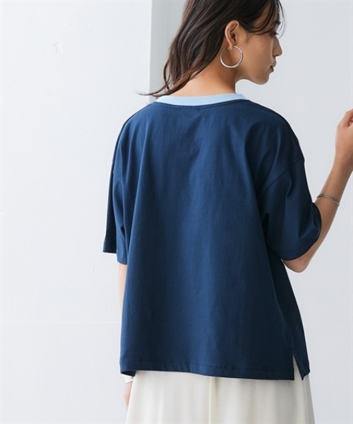 Champion（チャンピオン） tシャツ 綿100%ショート丈プリントリンガーT