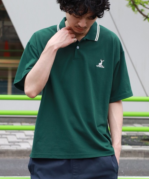   緑と黒ストライプポロシャツ、新品タグ付き！ CAPTAIN STAG（キャプテンスタッグ） ポロシャツ 「CAPTAIN STAG