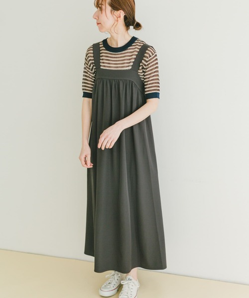 良好 24SS BEARDSLEY Uネックギャザージャンスカ ワンピース ITEMS URBANRESEARCH（アイテムズ アーバンリサーチ） ワンピース