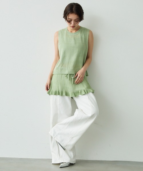 アンサンブル Sheer knit ensemble set up / シアーニットアンサンブルセットアップ