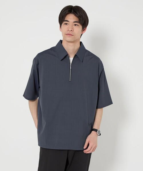 green label relaxing シャツ ウォッシャブルトロ ハーフジップ