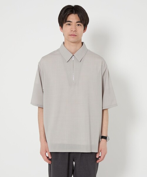 green label relaxing シャツ ウォッシャブルトロ ハーフジップ