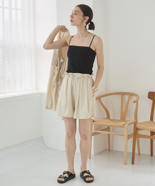 ウエストギャザーcanvasショートパンツ ANGIE パンツ 「接触冷感/撥水/UVケア/ストレッチ/シワになり