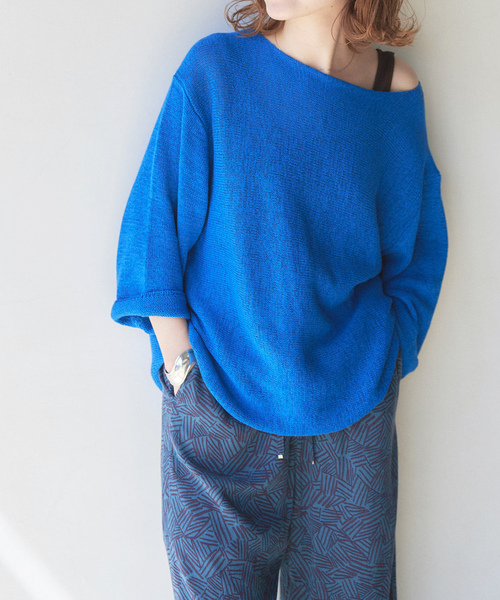 「Spick & Span」 7分袖ニット FREE ブルー レディース