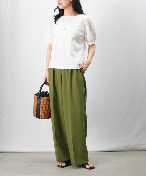tシャツ LC/LLL 袖Vレース切替トップス レディース LADY LUCK LUCA tシャツ LC/LLL 袖Vレース切替トップス
