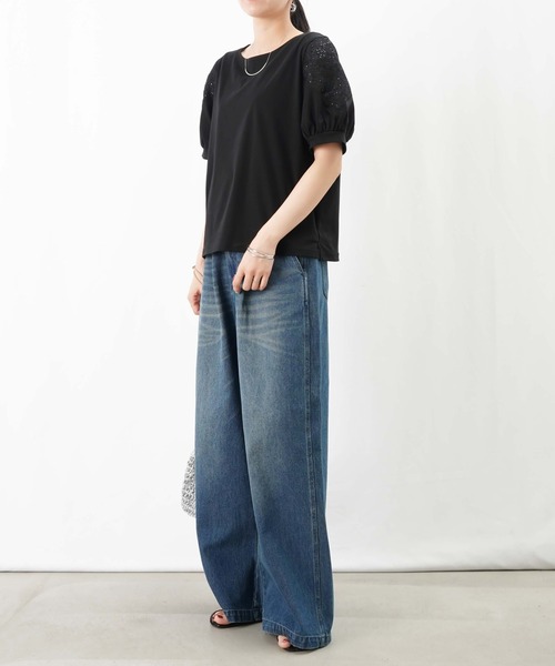 tシャツ LC/LLL 袖Vレース切替トップス レディース LADY LUCK LUCA tシャツ LC/LLL 袖Vレース切替トップス