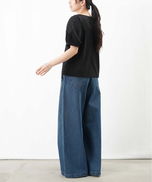tシャツ LC/LLL 袖Vレース切替トップス レディース LADY LUCK LUCA tシャツ LC/LLL 袖Vレース切替トップス