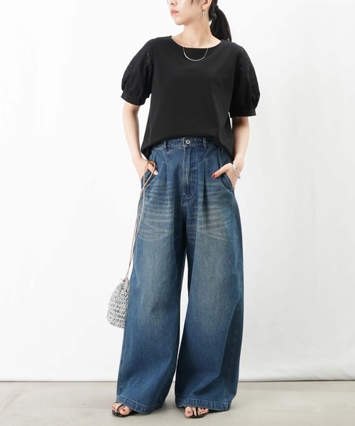 LADY LUCK LUCA tシャツ LC/LLL 袖Vレース切替トップス