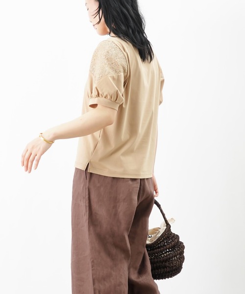 tシャツ LC/LLL 袖Vレース切替トップス レディース LADY LUCK LUCA tシャツ LC/LLL 袖Vレース切替トップス