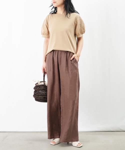 tシャツ LC/LLL 袖Vレース切替トップス レディース LADY LUCK LUCA tシャツ LC/LLL 袖Vレース切替トップス