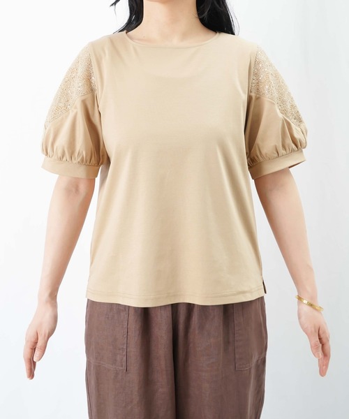 tシャツ LC/LLL 袖Vレース切替トップス レディース LADY LUCK LUCA tシャツ LC/LLL 袖Vレース切替トップス
