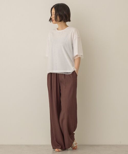 AMERICAN HOLIC tシャツ ラインストーンチュールレイヤードT
