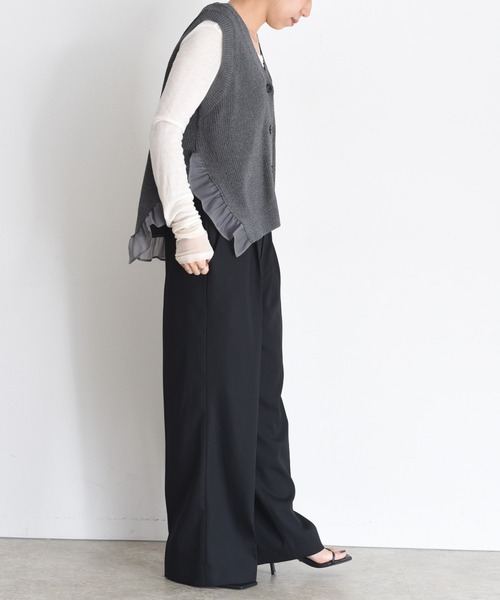 Eimee Law ベスト ジレ フリルヘムラメニットジレ レディース