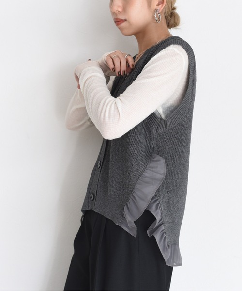 Eimee Law（エイミーロウ） ベスト ジレ フリルヘムラメニットジレ