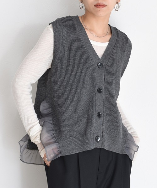 Eimee Law フリル ヘム ニット ジレ ベスト Eimee Law フリル ヘム ニット ジレ ベスト