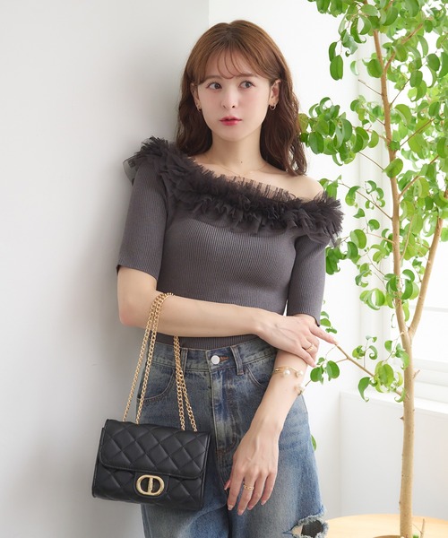 Ambre Neige（アンブルネージュ） ニット セーター frill tulle knit