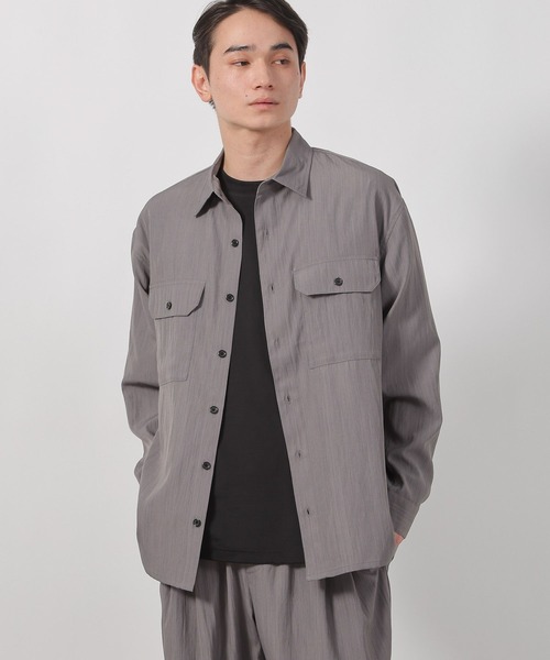 LAKOLE（ラコレ） シャツ 「セットアップ可・接触冷感」冷感ワッシャー