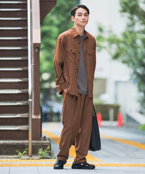 LAKOLE（ラコレ） シャツ 「セットアップ可・接触冷感」冷感ワッシャー