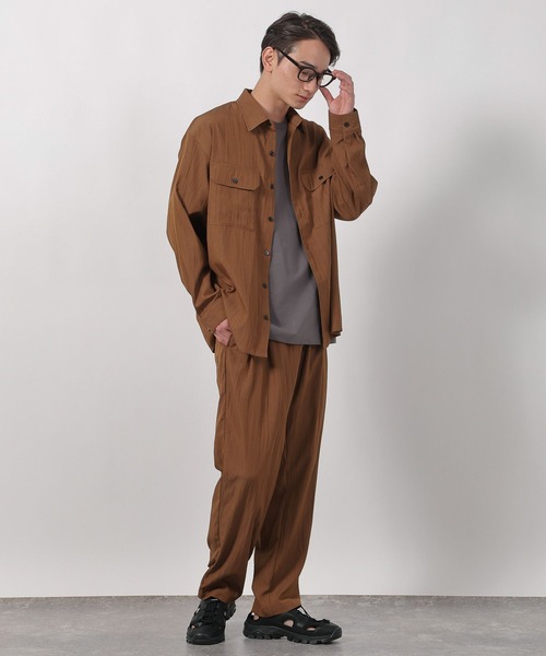 LAKOLE（ラコレ） シャツ 「セットアップ可・接触冷感」冷感ワッシャー