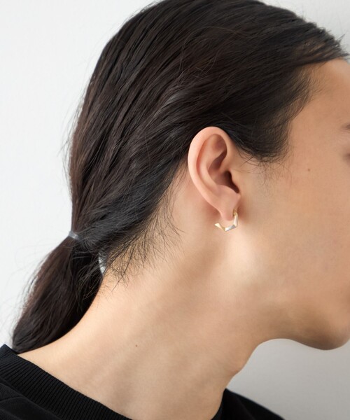 ete（エテ） ピアス 「トリカラー」 ボクシー フープピアス レディース