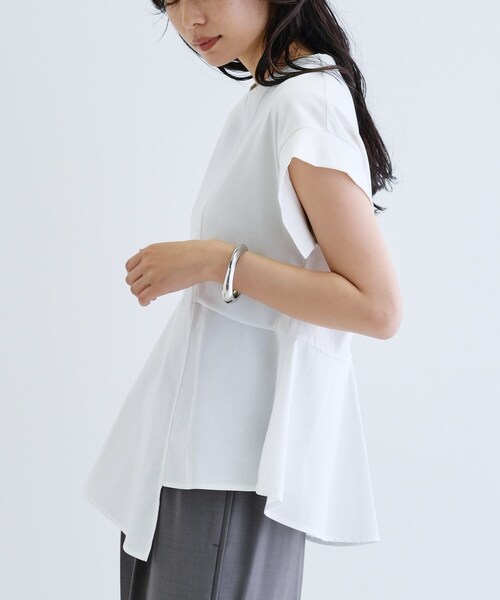 「GALLEST」 半袖カットソー 38 ホワイト レディース_画像5