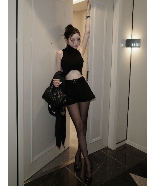 Darich パンツ サイドスリットハイウエストショートパンツ レディース