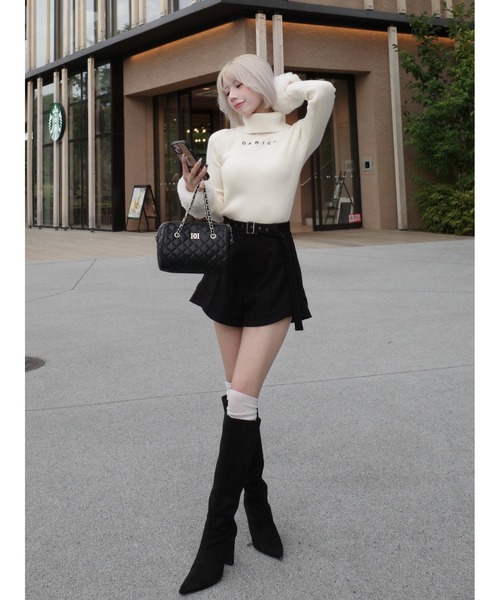 Darich パンツ サイドスリットハイウエストショートパンツ レディース