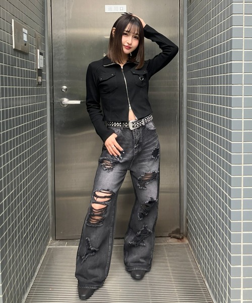 KOM（ドットコム） ワイドパンツ ジーンズ デニム デニムパンツ 