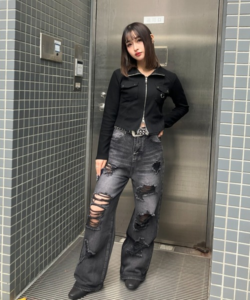 KOM（ドットコム） ワイドパンツ ジーンズ デニム デニムパンツ 