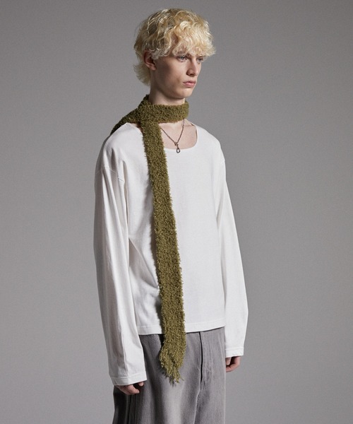 GRANCY マフラー 「GRANCY」Fringe Knit Slim Scarf / フリンジニット