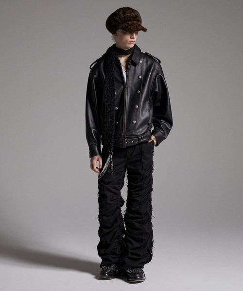GRANCY マフラー 「GRANCY」Fringe Knit Slim Scarf / フリンジニット